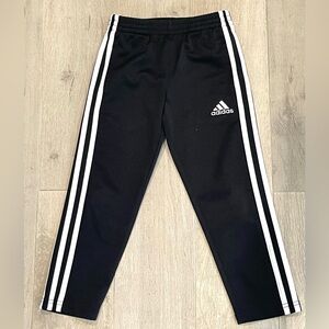 Adidas Track Pants Kids Size 5 Black White 3 Stripe Athletic Joggers